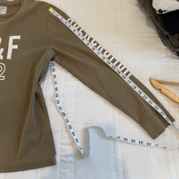 Abercrombie & Fitch Shirt Men’s Medium Green A&F 92 Long Sleeve Spellout Preppy - Picture 10 of 10